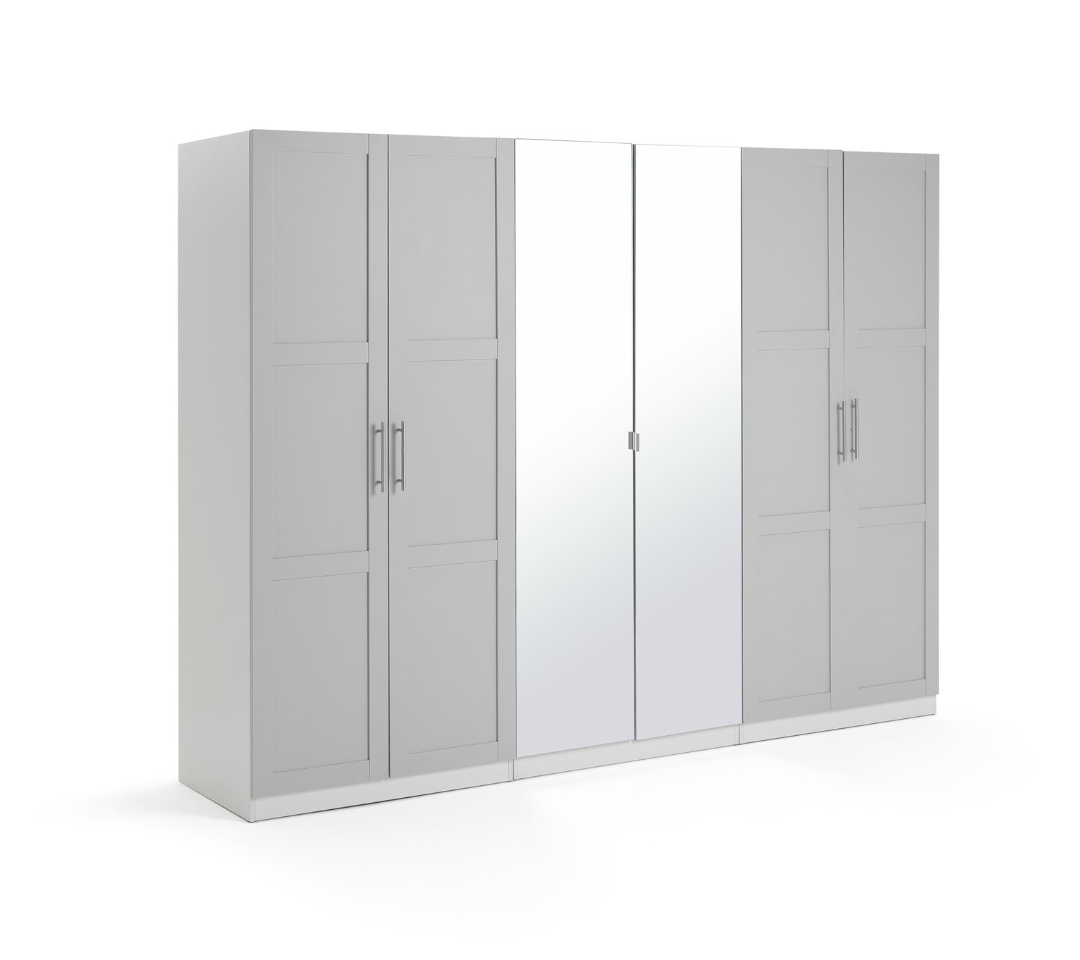 Habitat Munich Panelled 6 Door Mirror Wardrobe - Grey