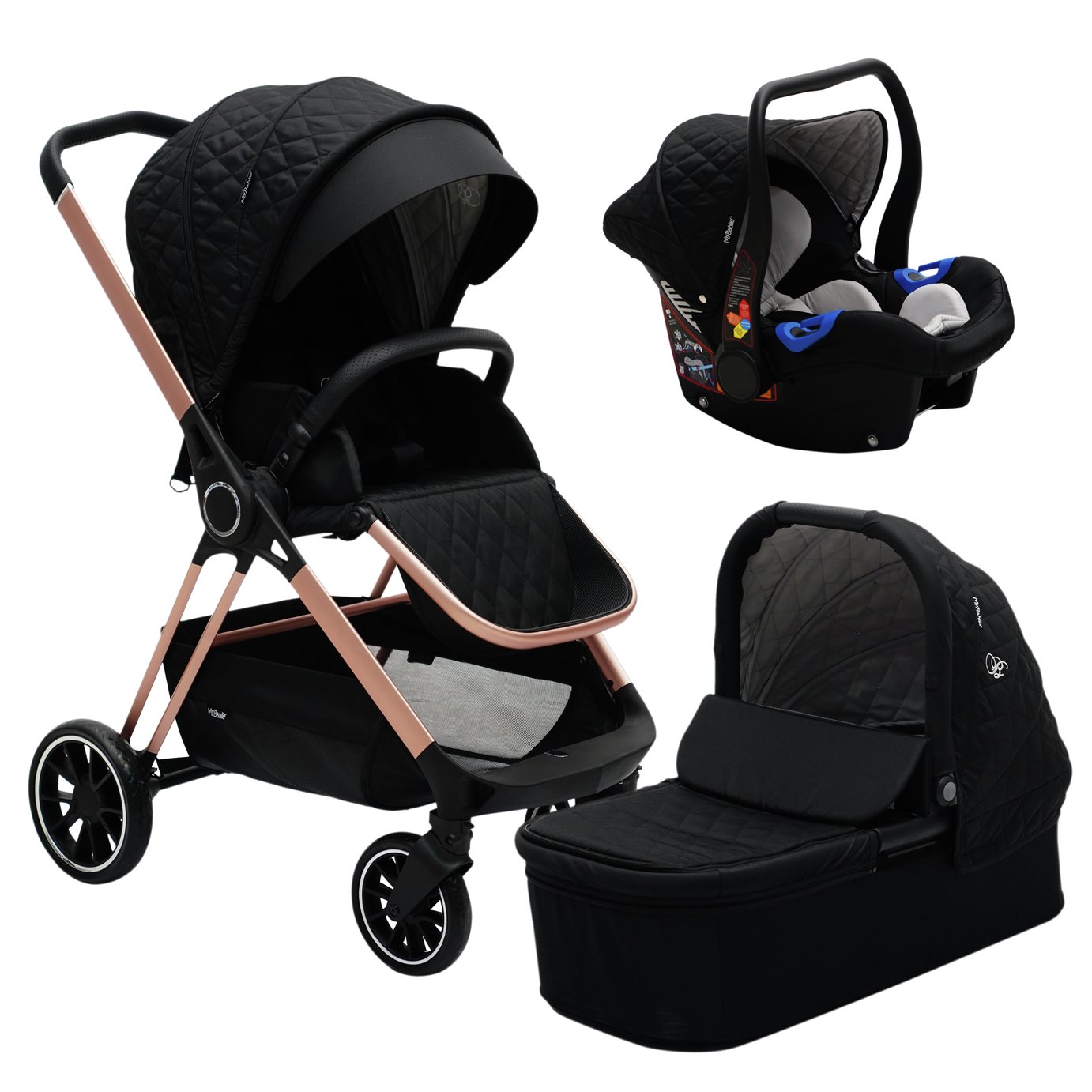 My Babiie MB250 Black Quilted Travel System