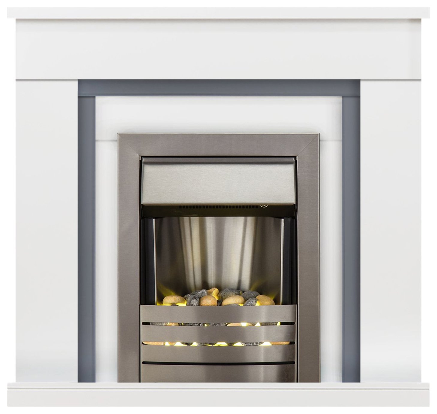 Adam Milan Electric Fire Suite - White and Grey