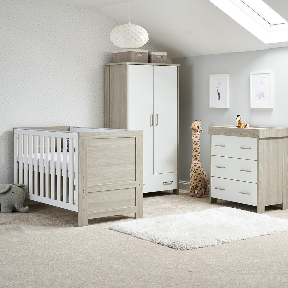 Obaby Nika 3 Piece Nursery Furniture Set - Grey Wash & White