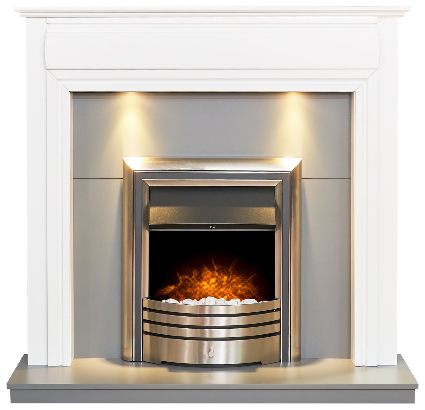 Adam Honley Electric Fire Suite - White and Grey