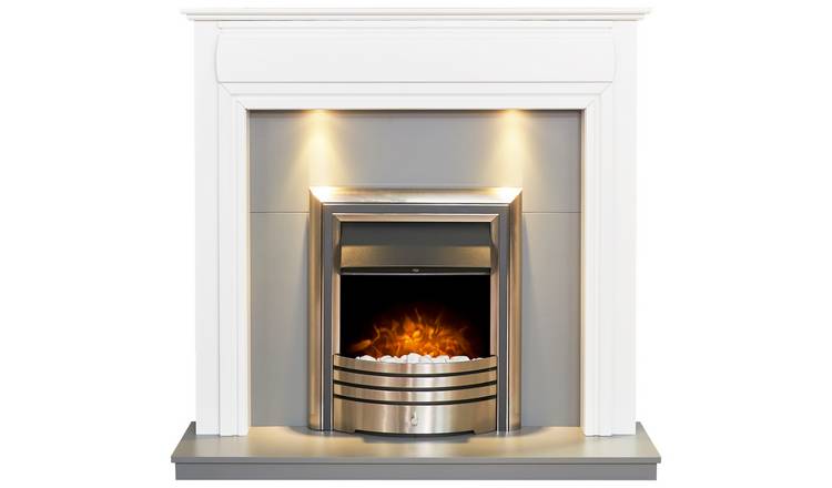 Buy Adam Honley Electric Fire Suite - White and Grey | Electric fires |  Argos