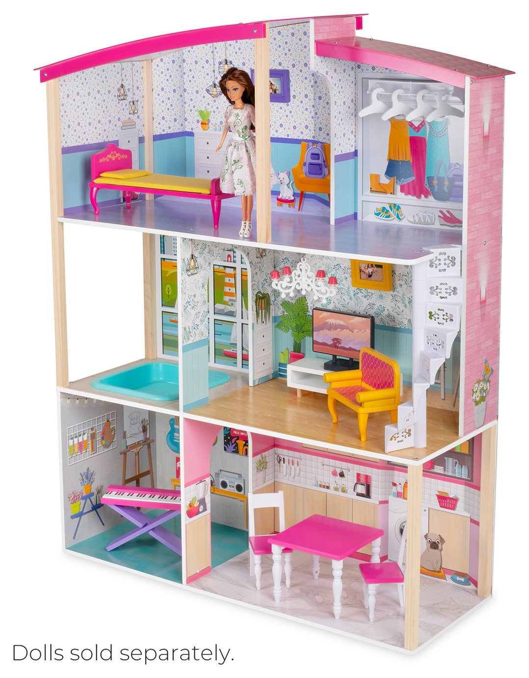 Jupiter Workshops Modern 3 Storey Wooden Dolls House