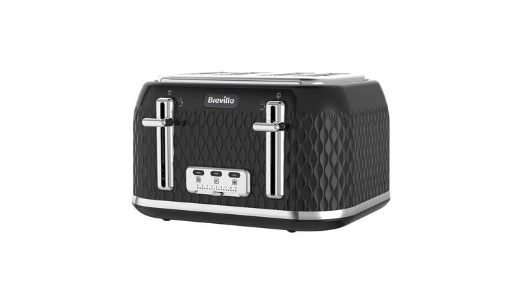 Buy Breville VTT786 Curve 4 Slice Toaster - Black and Chrome, Toasters