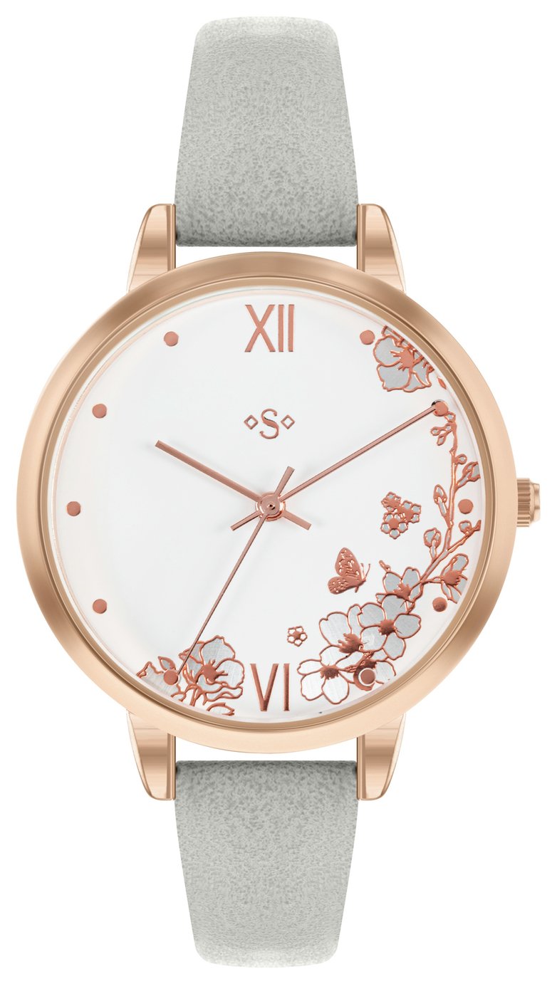 Spirit Ladies Grey Strap Floral Dial Watch