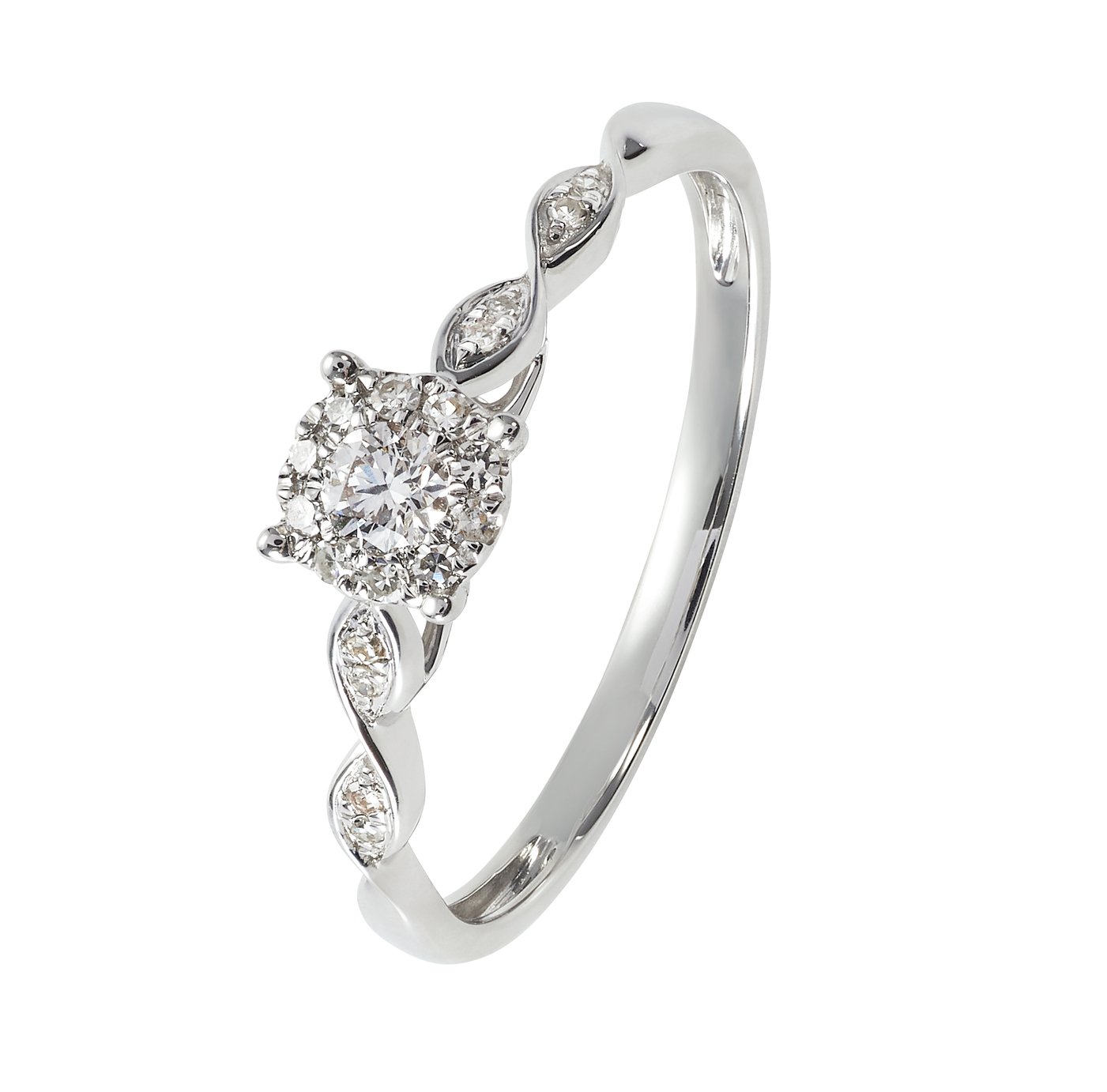 Revere 9ct White Gold 0.15ct Diamond Engagement Ring - K