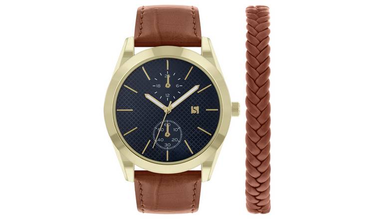 Buy Spirit Men s Tan Strap Watch and Bracelet Set Men s watches Argos