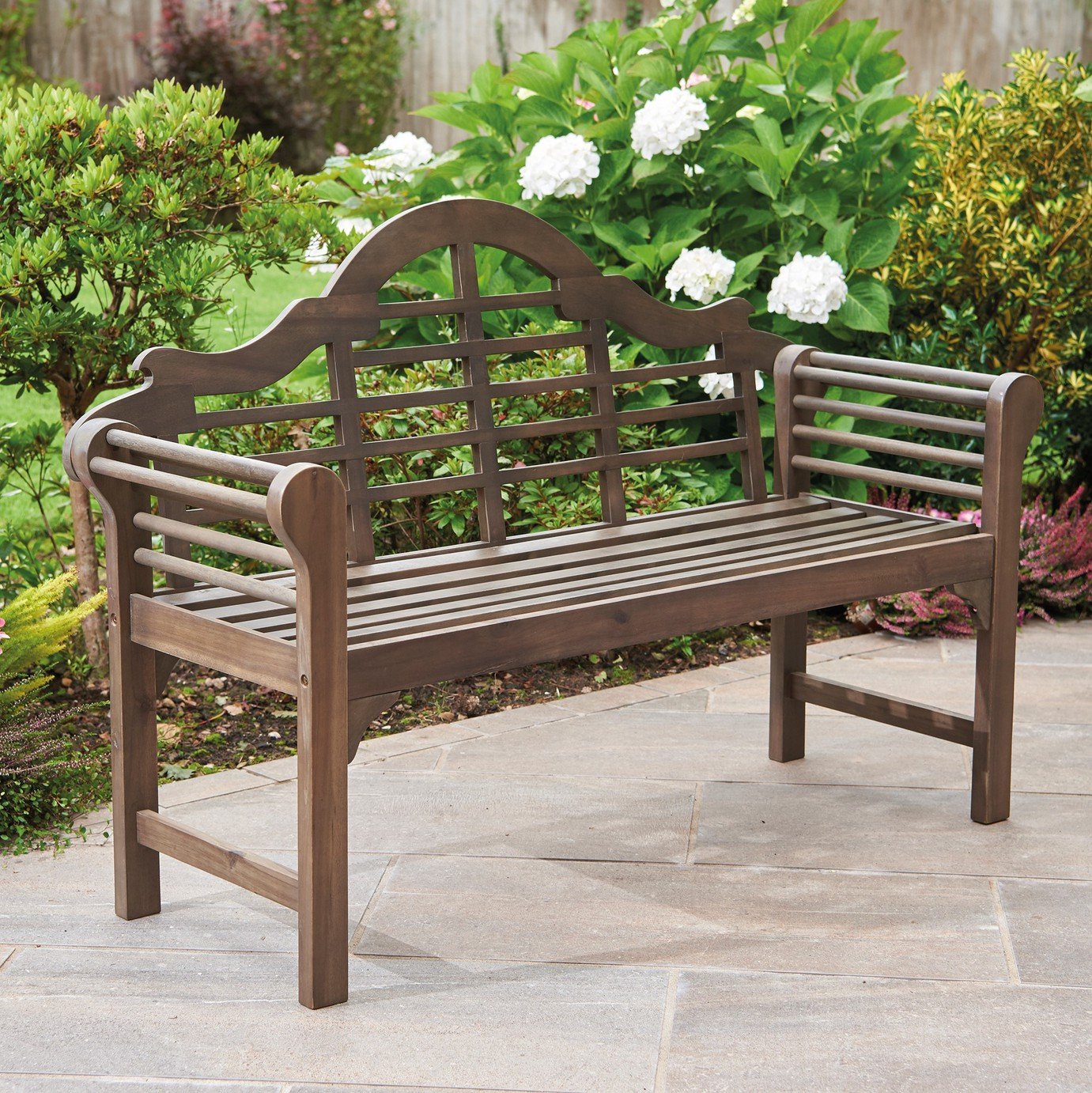 Greenhurst Lutyens Style 2 Seater Wood Garden Bench-Chestnut