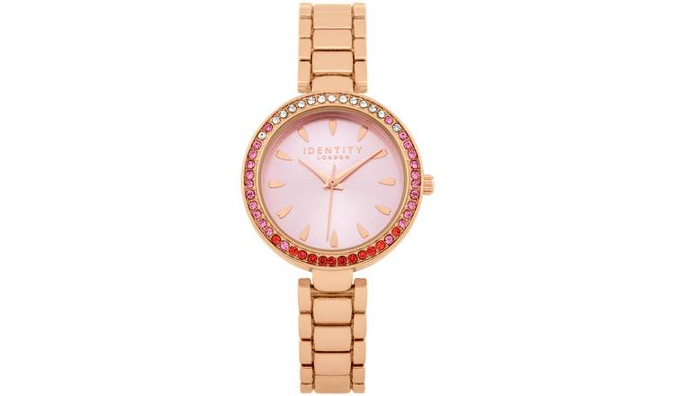 Identity Ladies Rose Gold Sparkle Adjustable Bracelet Watch