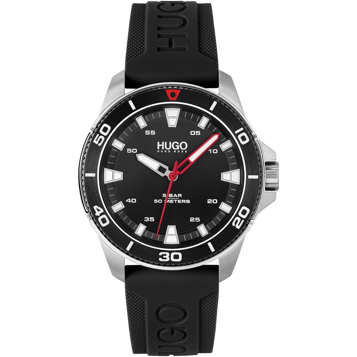 HUGO Streetdiver Men's Black Silicone Strap Watch