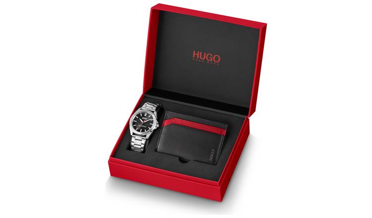 HUGO Adventure Men's Stainless Steel Bracelet Watch Gift Set