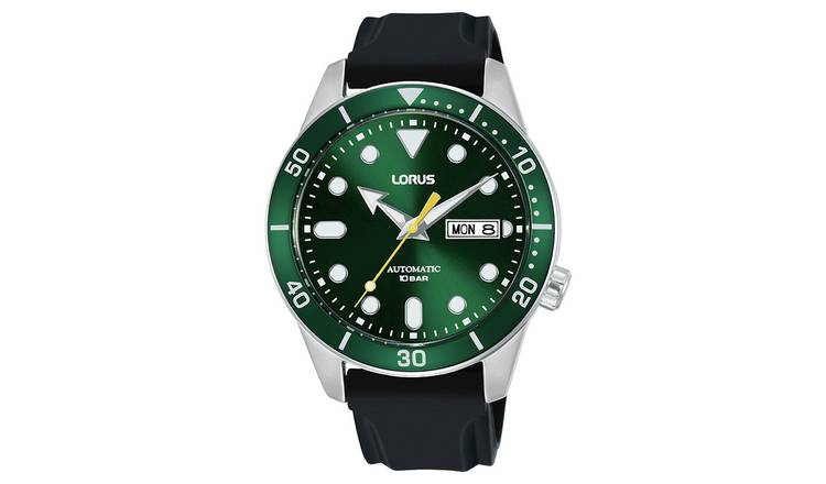 Lorus Men's Automatic Black Silicone Strap Watch