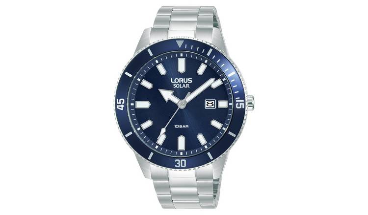 Lorus Men's Solar Silver Stainless Steel Bracelet Watch