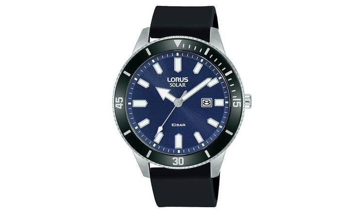 Lorus Men's Solar Black Silicone Adjustable Strap Watch
