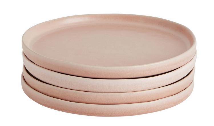 Habitat Nona 4 Piece Stoneware Dinner Plates - Pink