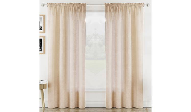 Tyrone Textiles Rhodes Rod Pocket Sheer Voile Panels - 140 x 137cm - Beige