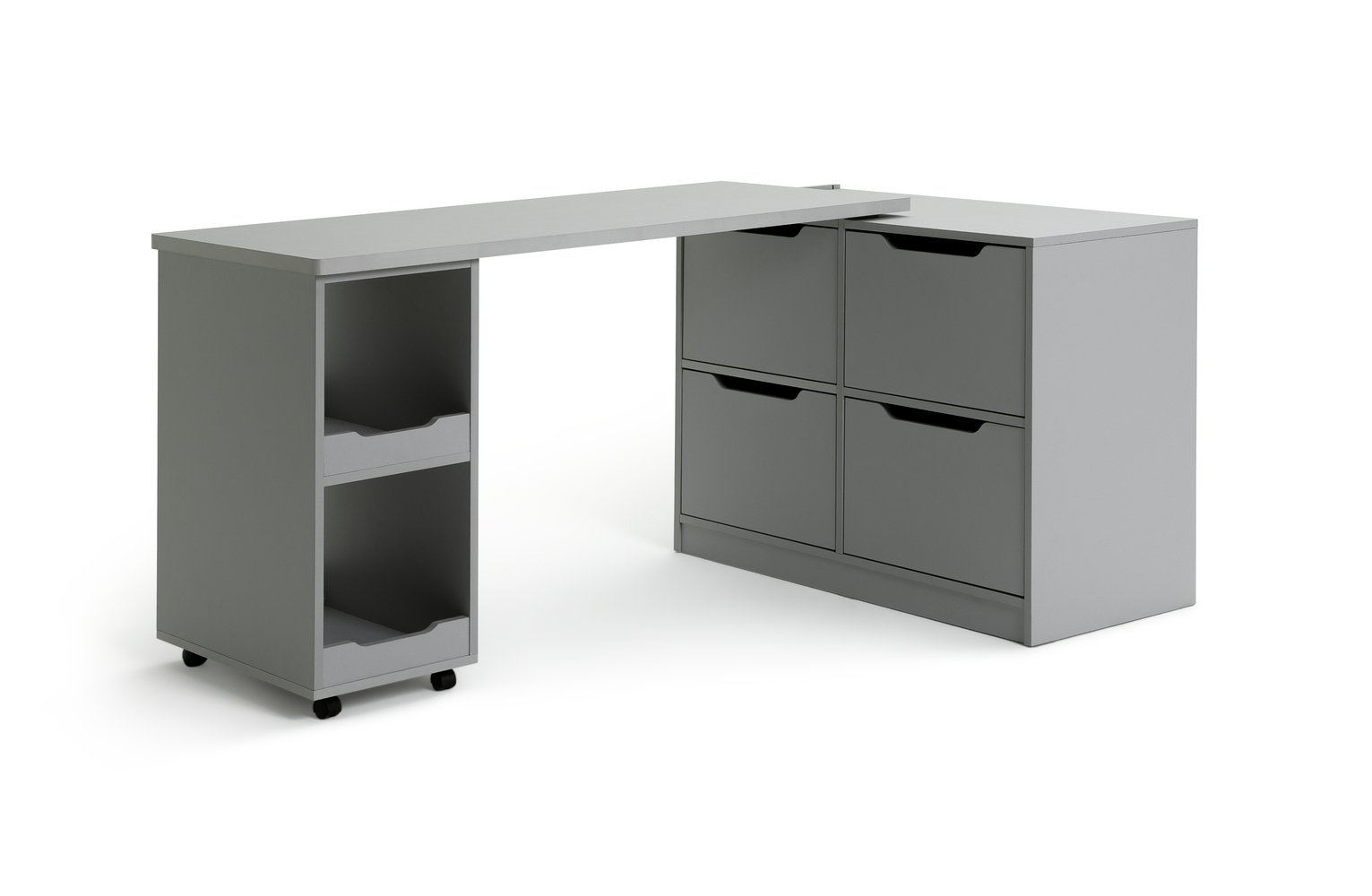 Habitat Jude 4 Drawer Swivel Office Desk - Grey