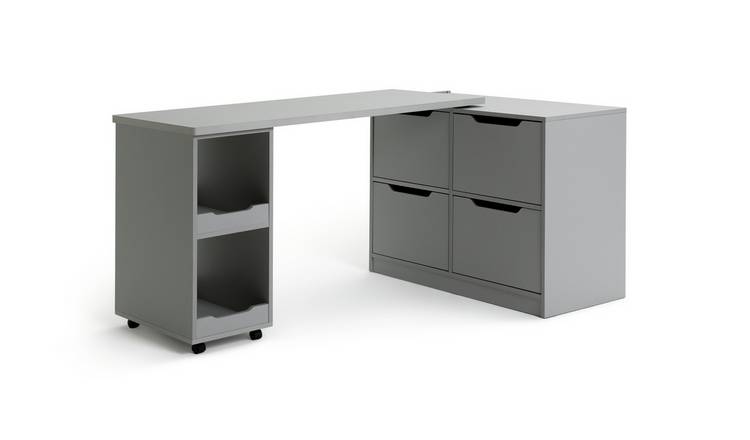 Habitat Jude 4 Drawer Swivel Office Desk - Grey