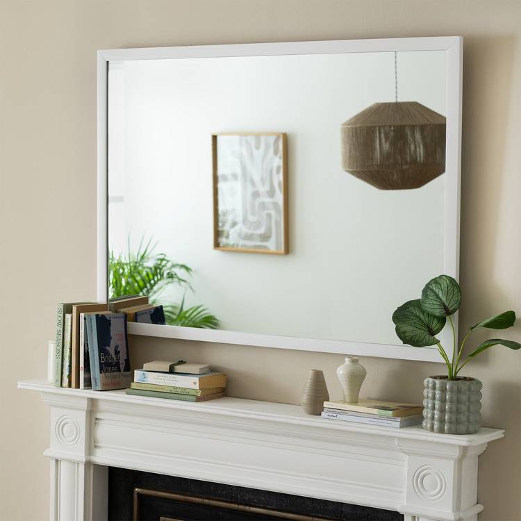 Habitat White Mounted Wall Mirror - 105x75cm 0