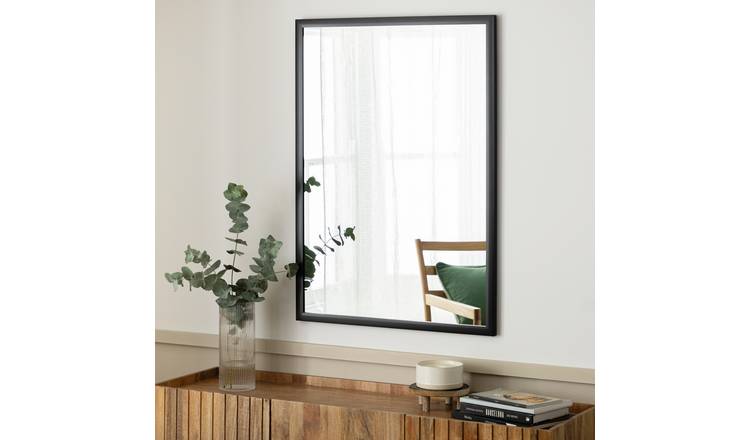 Habitat Black Mounted Wall Mirror - 105x75cm