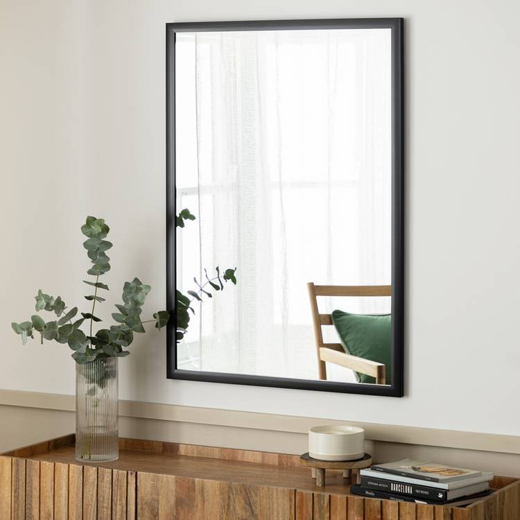 Habitat Black Mounted Wall Mirror - 105x75cm 0