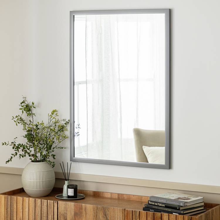 Habitat Grey Mounted Wall Mirror - 105x75cm 0