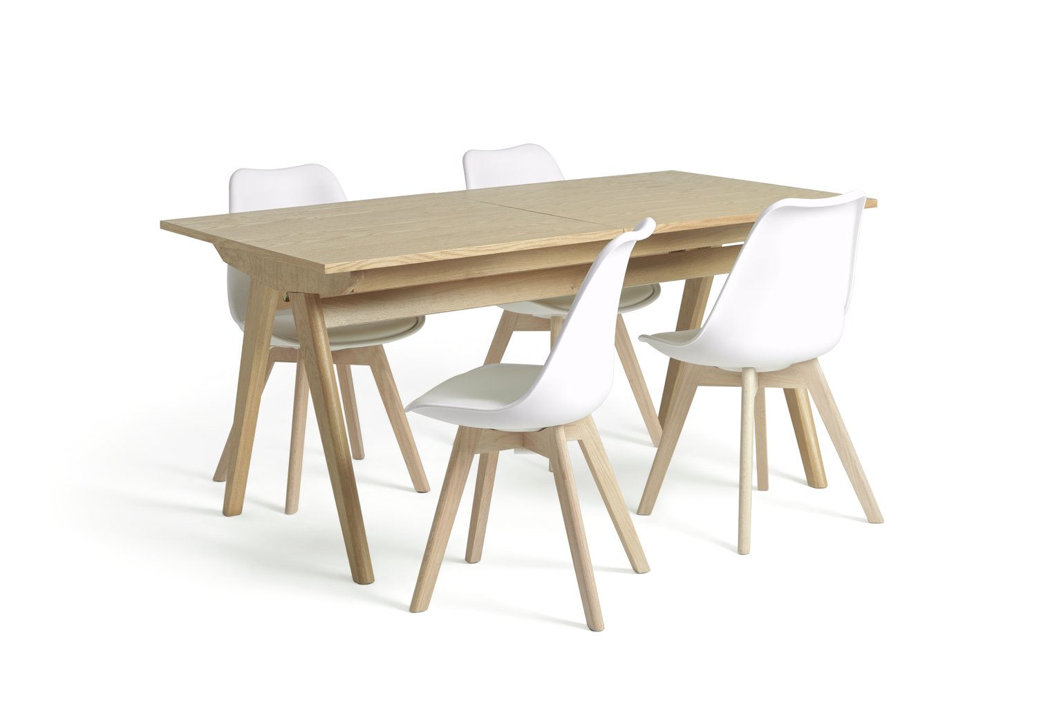 Habitat Jerry Extending Table & 4 White Chairs
