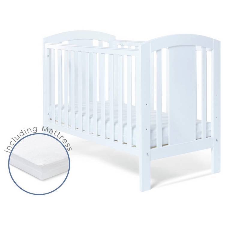 Baby Elegance Laba Baby Cot with Mattress - White 0