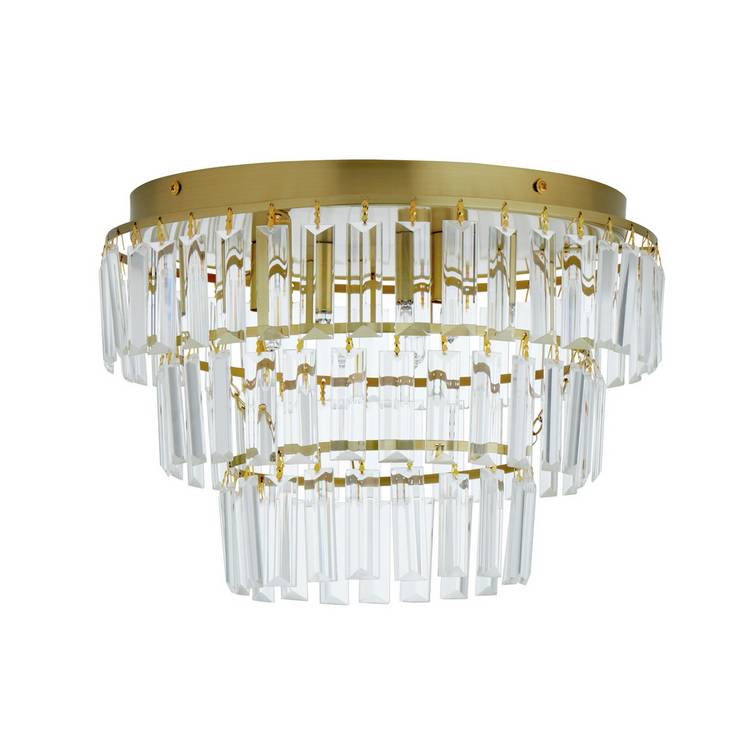 Argos Home Presley Glass 3 Tier Flush to Ceiling Light-Brass 0