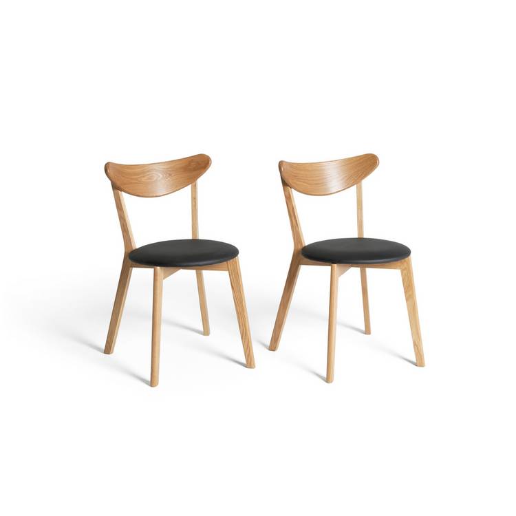 Buy Habitat Sophie Pair of Faux Leather Dining Chair Oak Dining chairs and benches Habitat