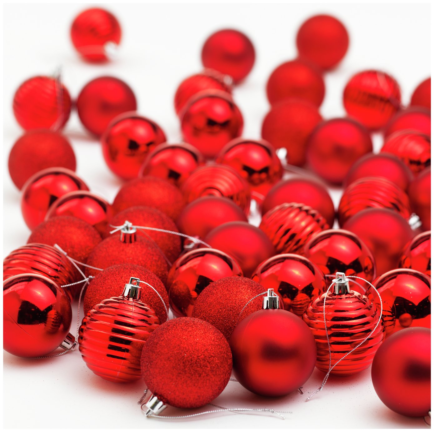 Buy Habitat Pack Of 48 Baubles - Red | Christmas Tree Decorations | Argos