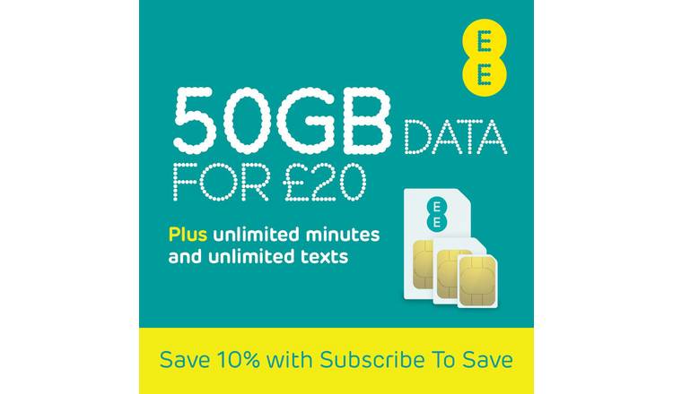 EE Extra Data 70GB Pay as You Go SIM Card