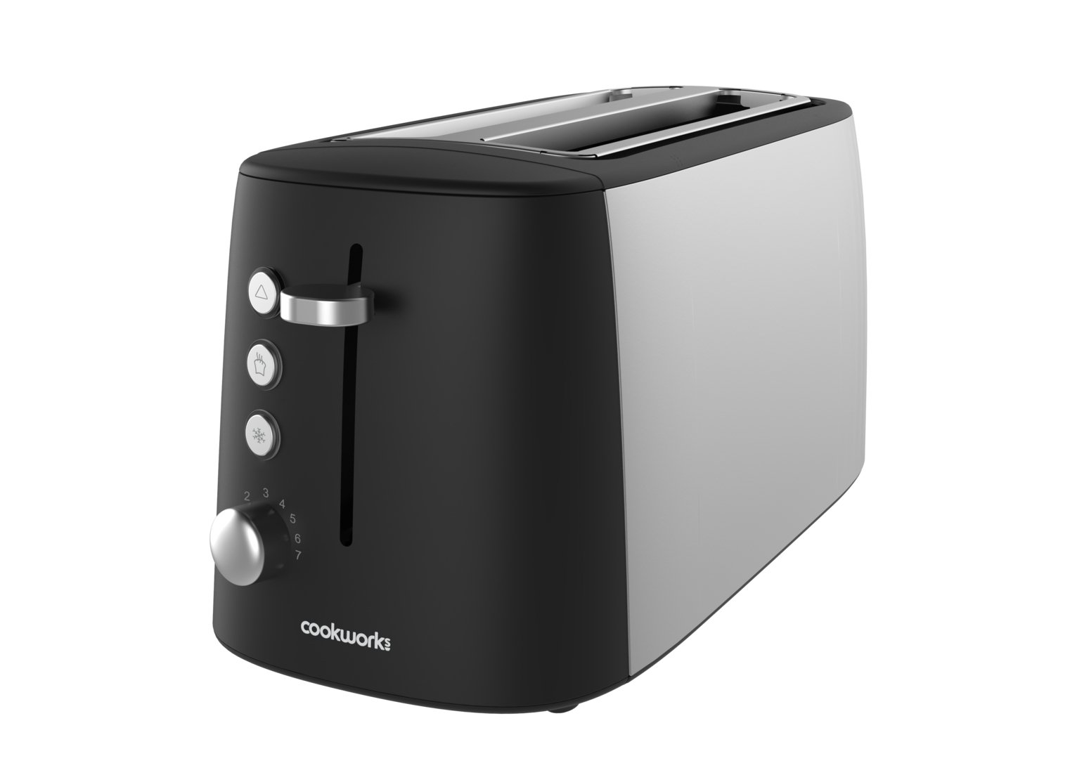 Cookworks Long Slot 4 Slice Toaster - Black and Silver