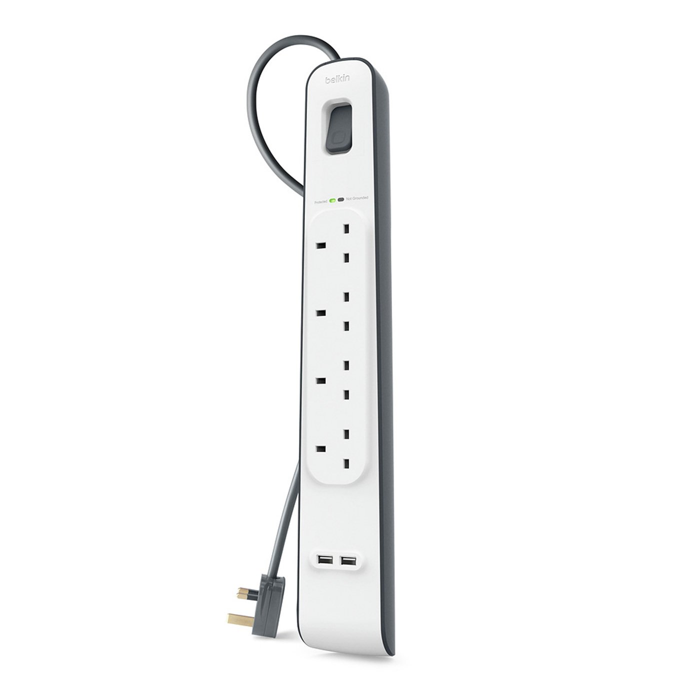 Belkin 4 Socket 2 USB Outlet 2 Meter Surge Strip