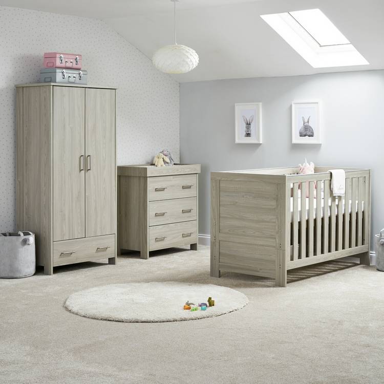 Obaby Nika 3 Piece Nursery Furniture Set - Grey Wash 0