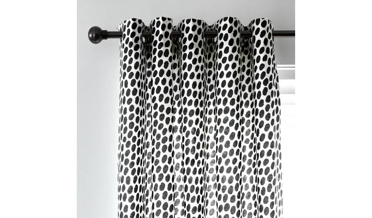 Habitat Dalmatian Print Lined Eyelet Curtains  Black & White