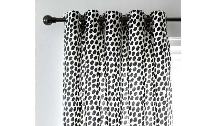 Habitat Dalmatian Print Lined Eyelet Curtains  Black & White