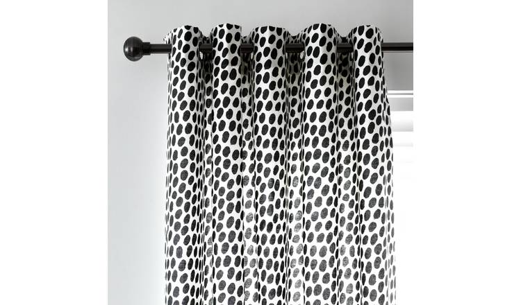 Habitat Dalmatian Print Lined Eyelet Curtains  Black & White