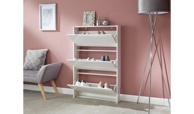 White gloss discount shoe cabinet argos