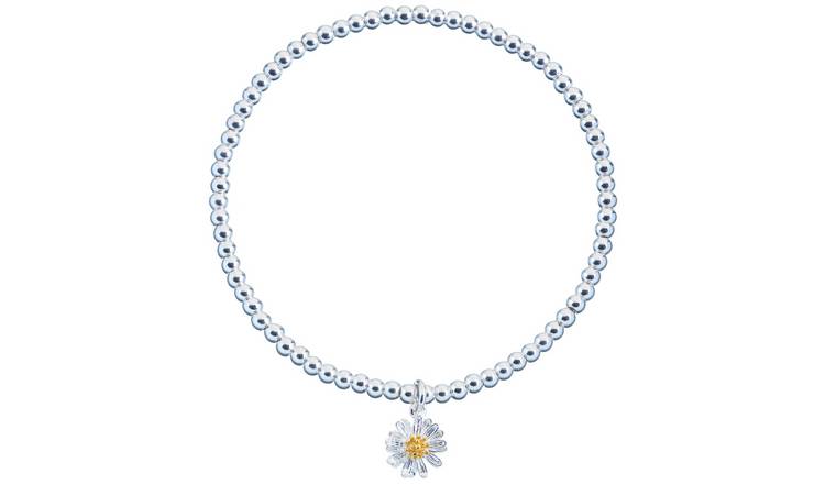 Amelia Grace Silver Plated Wildflower Stretchable Bracelet