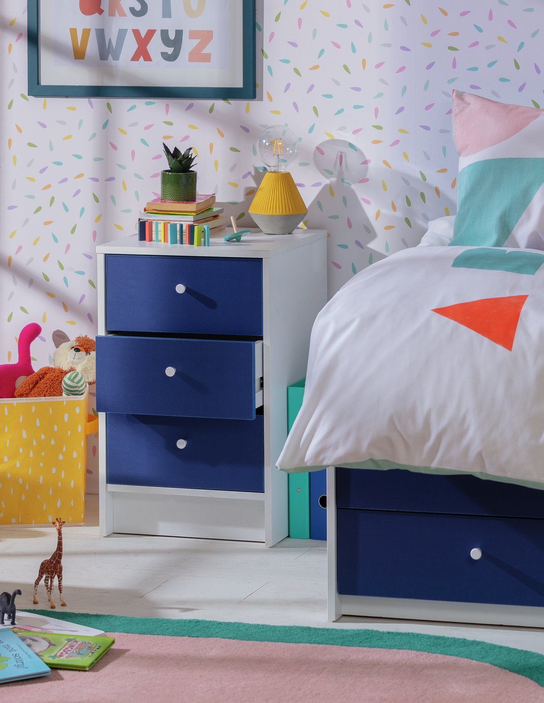 Argos Home Kids Malibu Kids 3 Drawer Bedside Table - Blue