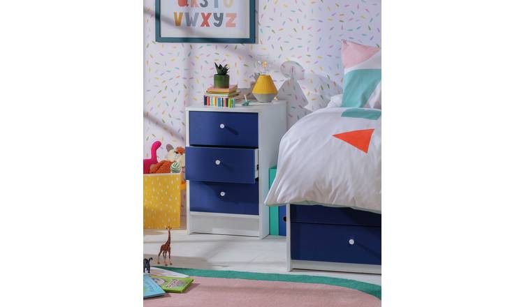Argos Home Kids Malibu Kids 3 Drawer Bedside Table - Blue