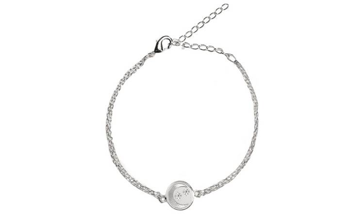 Amelia Grace Silver Plated Moon and Star Bracelet