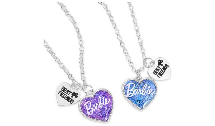 Barbie Silver Plated Best Friends Pendant Necklace Set of 2