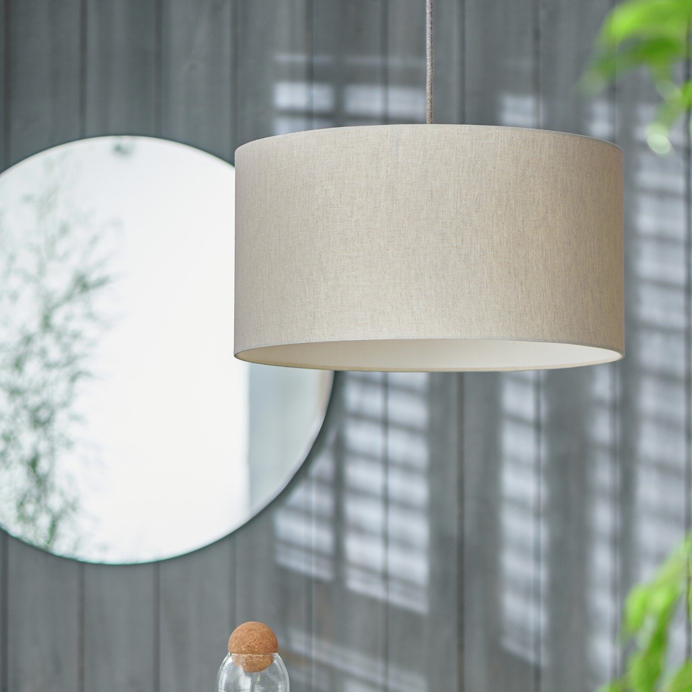 Habitat 49cm Linen Drum Shade - Oatmeal