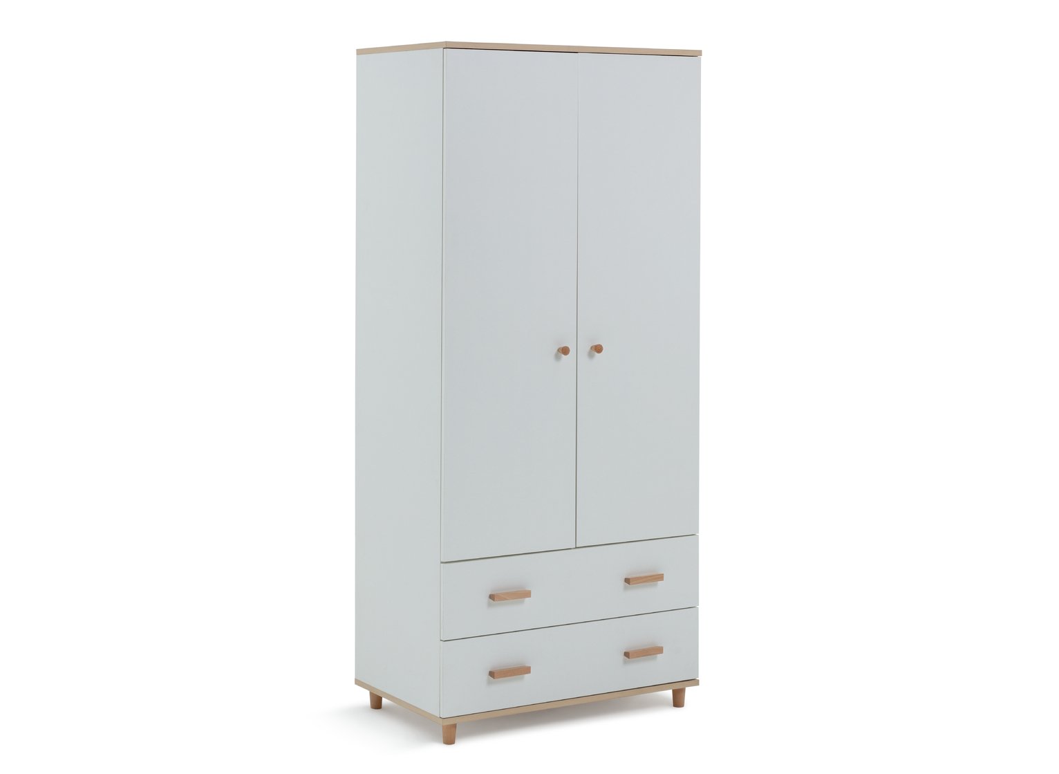 Habitat Melby 2 Door 2 Drawer Wardrobe - White & Acacia