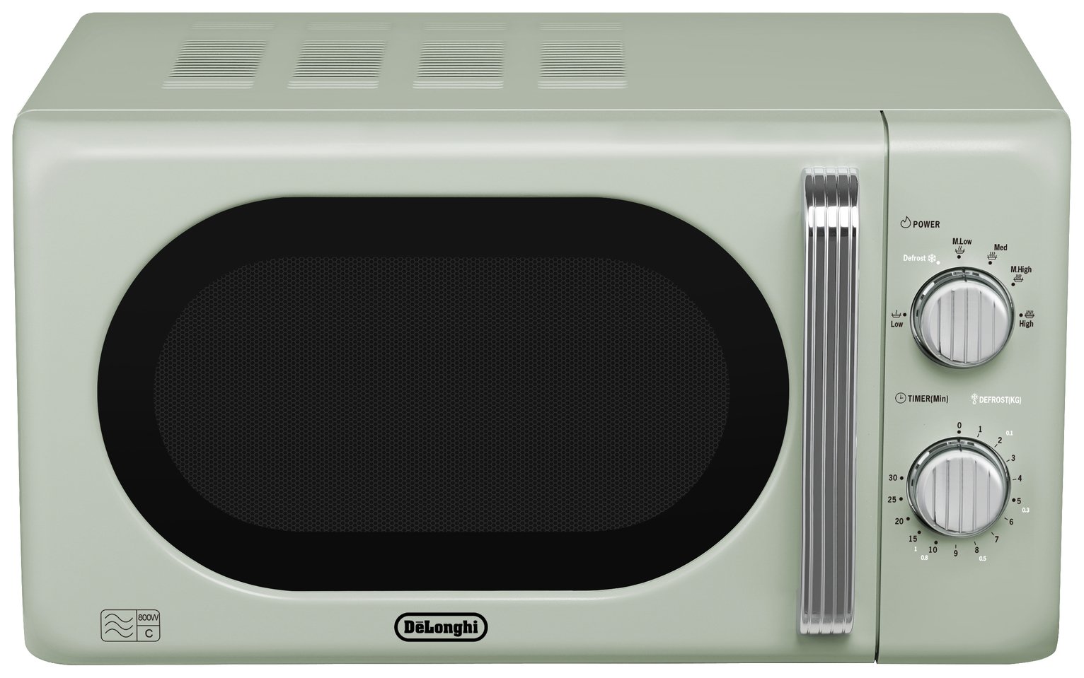 De'Longhi Argento Flora 800W Standard Microwave - Sage Green