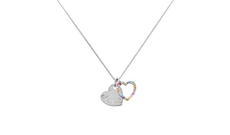 Buy Moon Back Sterling Silver Heart Rainbow Charm Pendant