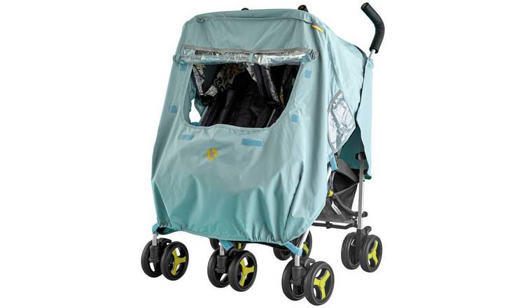 Double pushchair rain cover best sale