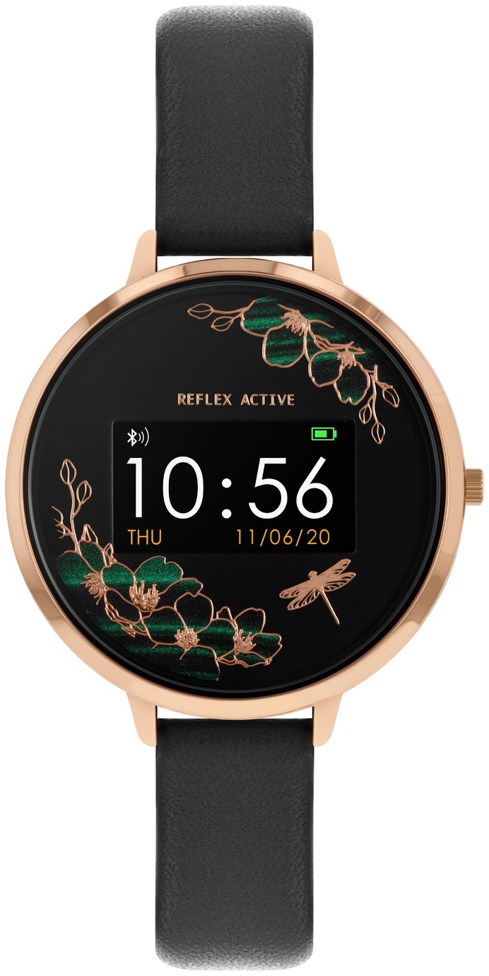 Reflex Active Series 3 Black Leather Strap Smart Watch
